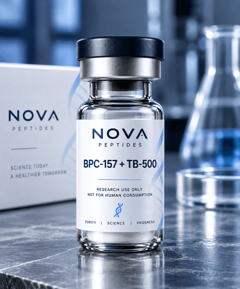 BPC-157 + TB-500 vial from Nova Peptides, research use only
