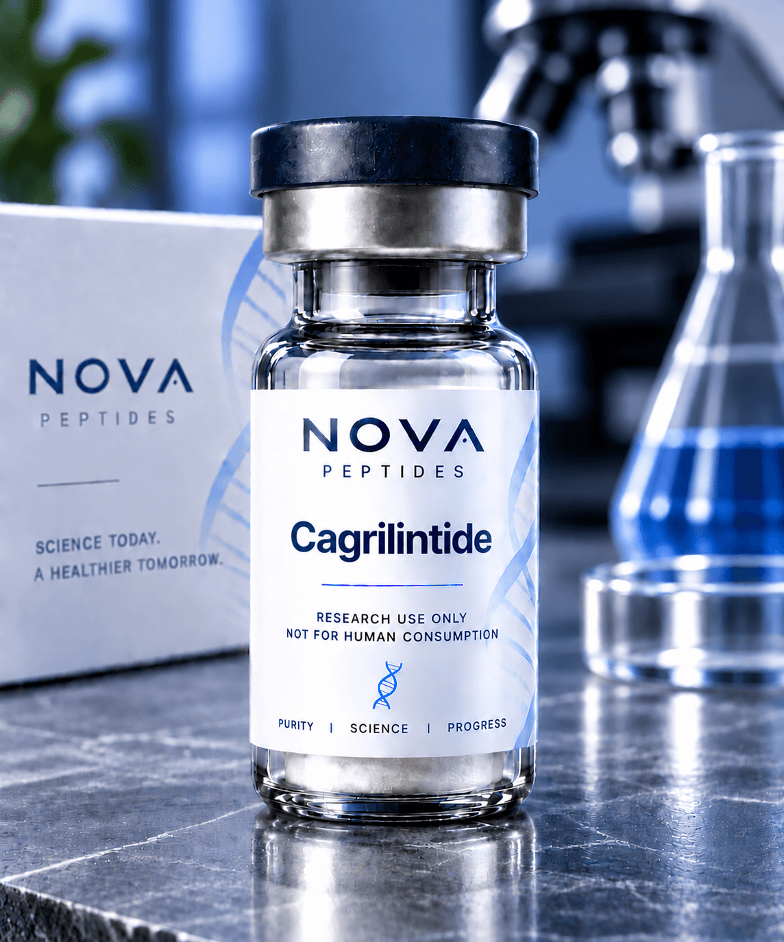 Cagrilintide vial from Nova Peptides, research use only