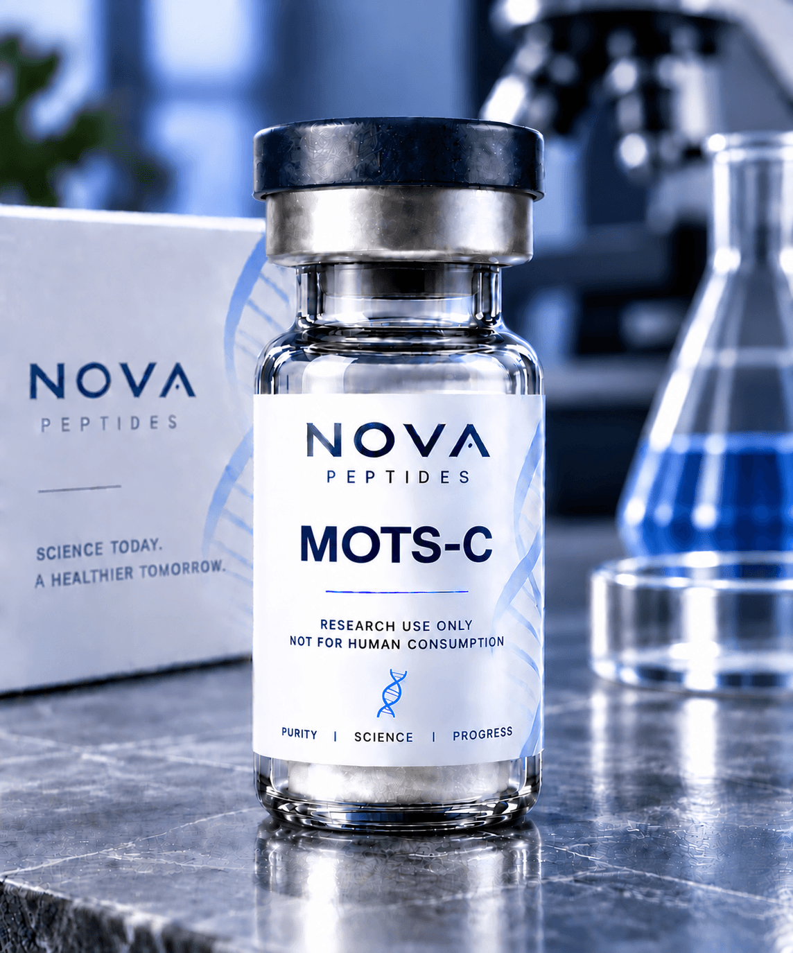 MOTS-C vial from Nova Peptides, research use only