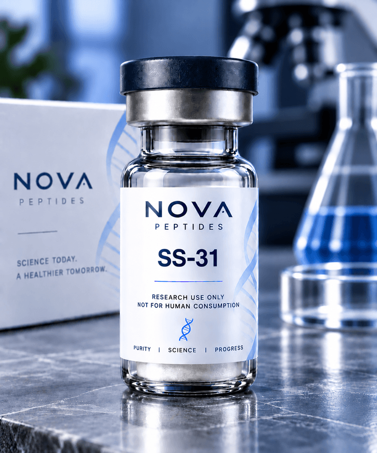 SS-31 vial from Nova Peptides, research use only